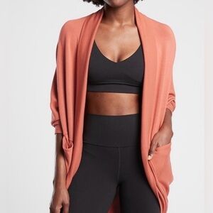 Athleta Terracotta Cocoon Wrap Yoga Oversized Cardigan Etruscan Red Size XS